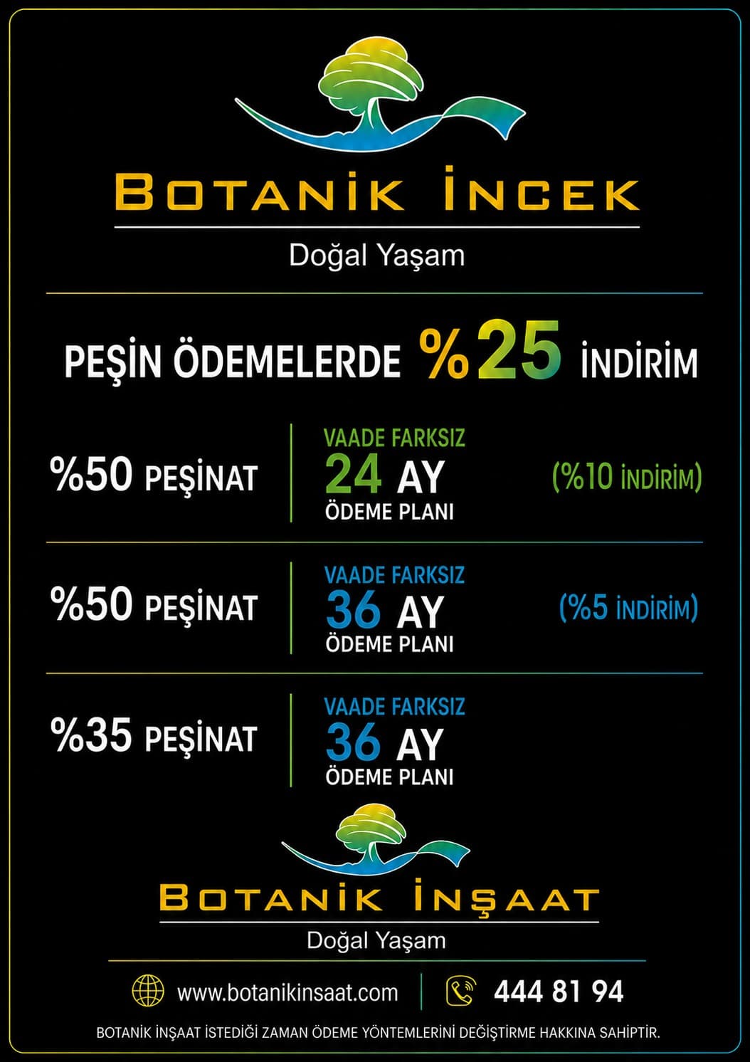 Botanik İncek ödeme seçenekleri